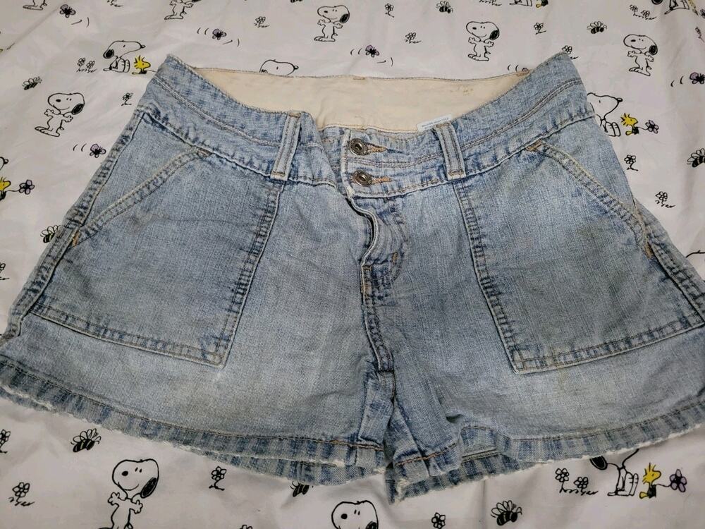 Hydraulic Shorts Juniors 7 8 Blue Denim Utility Button Fly Casual Pockets 90s